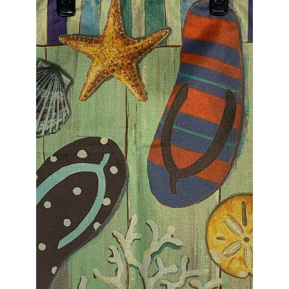 Tropical Coastal Pillow Covers Set of 2 17x17 Whale Flip Flops Beach Nautical - Picture 7 of 9